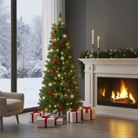 Árbol de Navidad Patterson verde iluminado y decorado de 180 cm de alto 140 luces LED